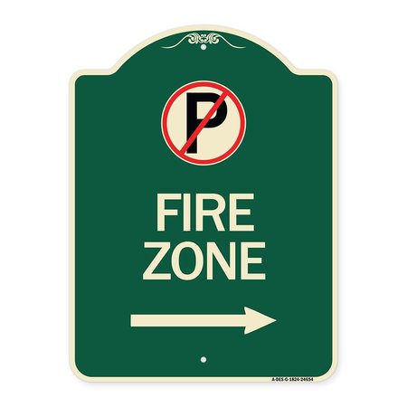 SIGNMISSION No Parking Symbol and Right Arrow Heavy-Gauge Aluminum Architectural Sign, 24" x 18", G-1824-24654 A-DES-G-1824-24654